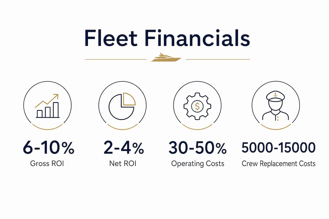 Infographic showing yacht fleet investment financial statistics