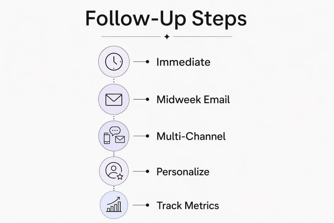 Infographic illustrating lead follow-up steps and channels