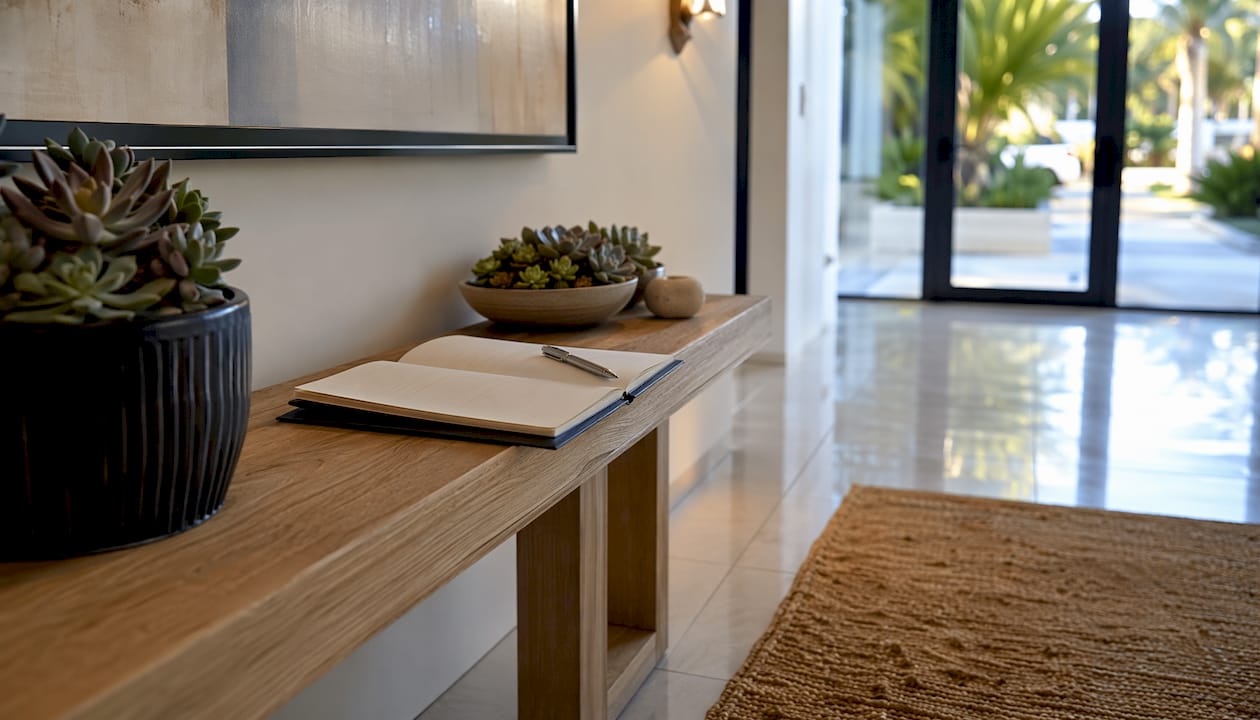 Luxury hallway set for open house walkthrough