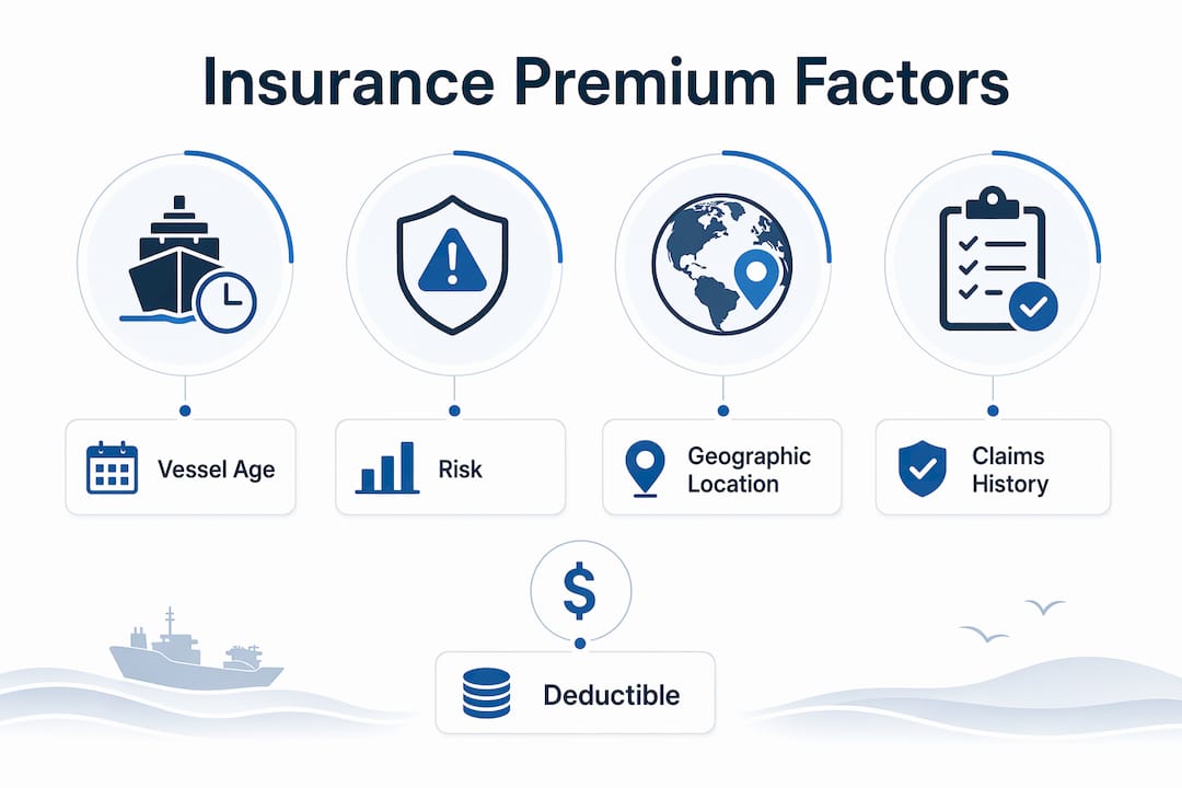 Infographic showing yacht insurance premium factors