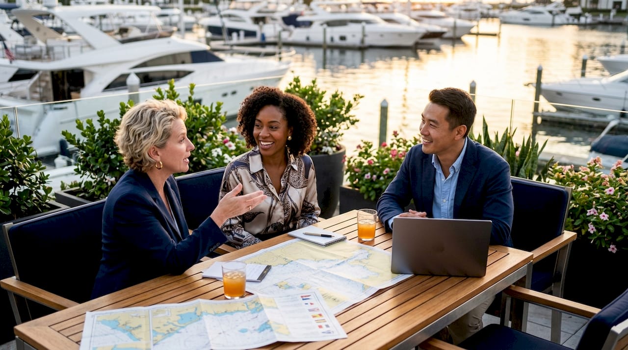 Yacht brokers discussing flag registration options