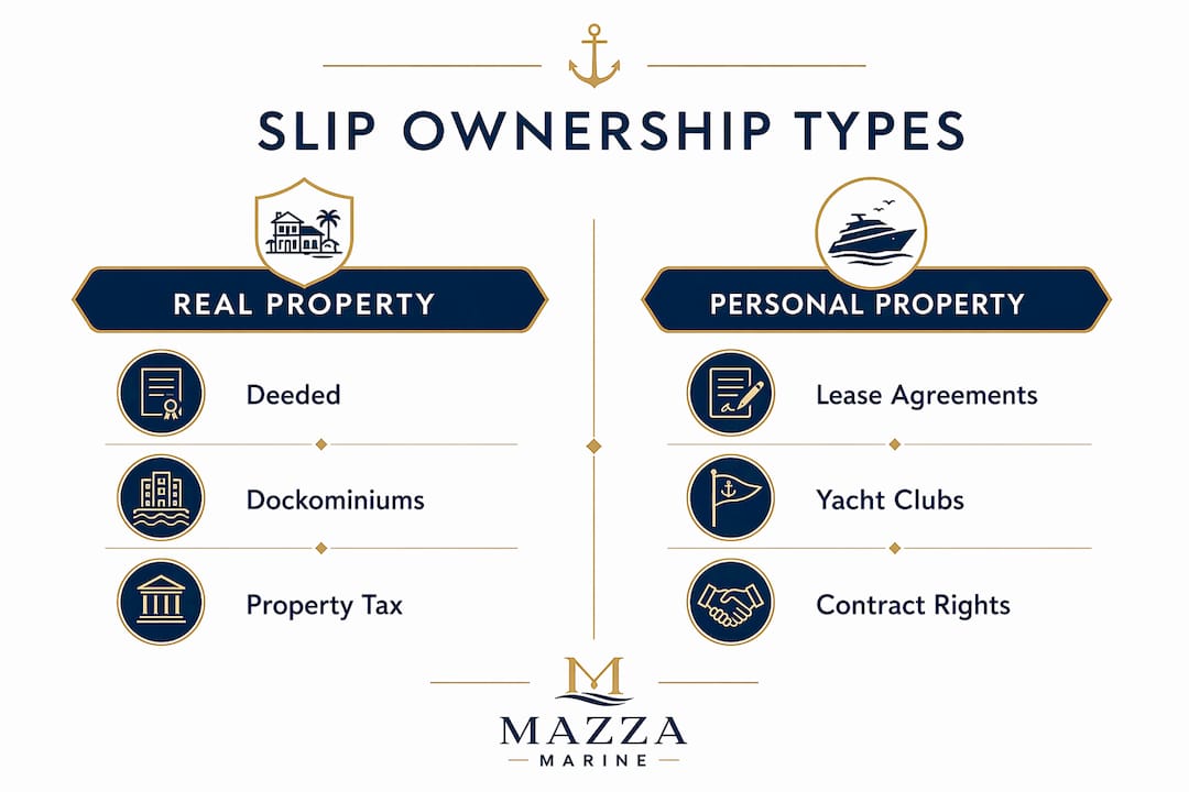 Infographic comparing boat slip ownership types