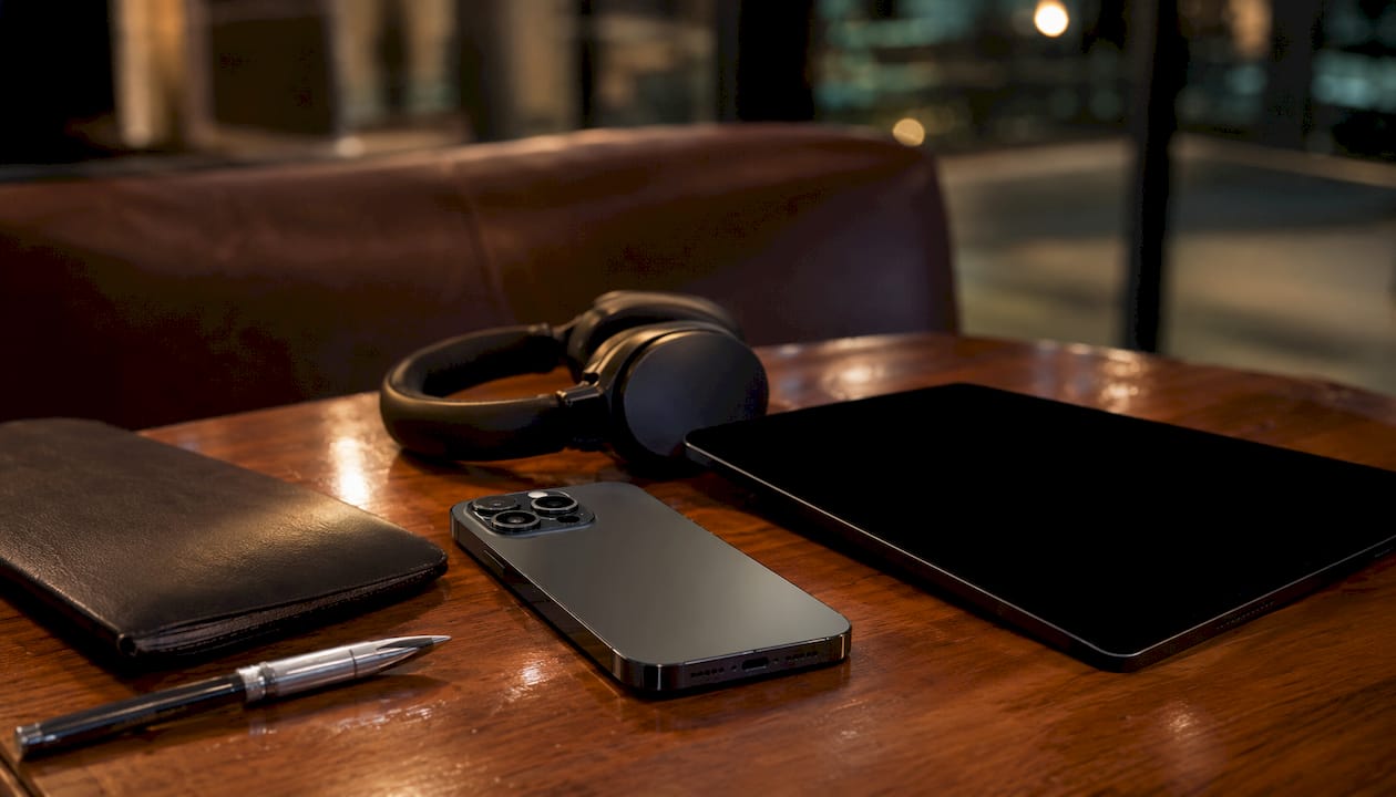 Close-up of luxury sales tech devices on desk