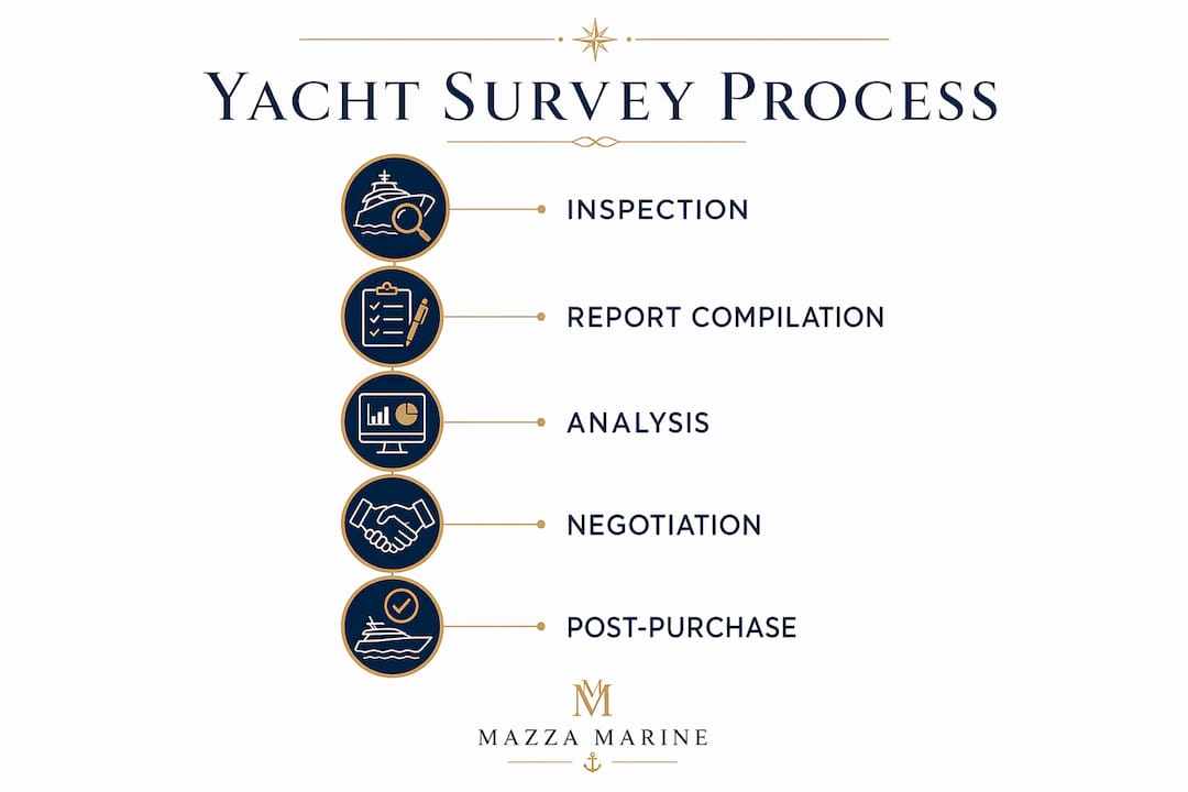 Infographic showing yacht survey process steps