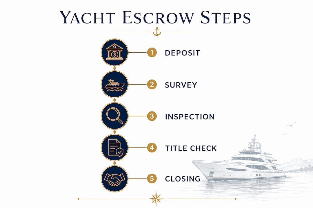 Infographic illustrating yacht escrow process steps