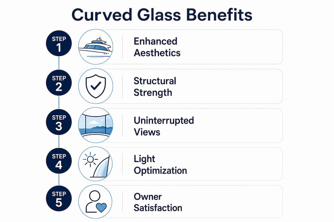 Infographic illustrating curved glass benefits