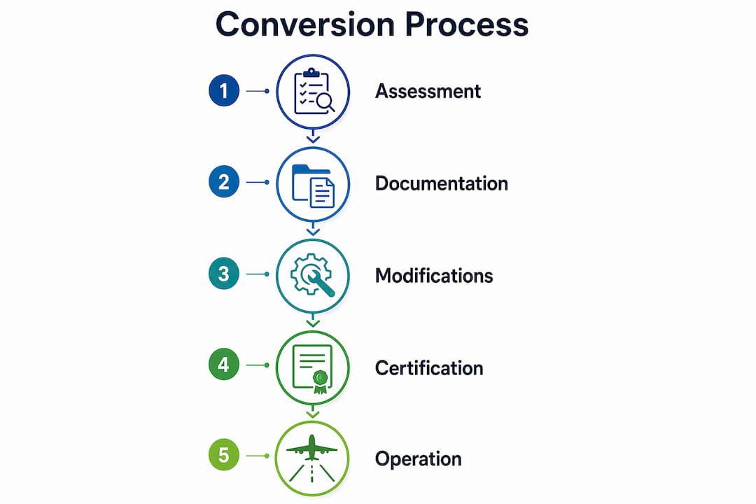 Infographic of yacht conversion process steps