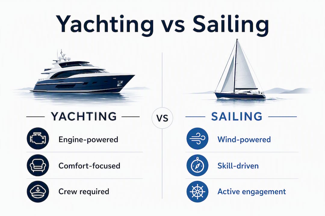 Infographic comparing yachting versus sailing