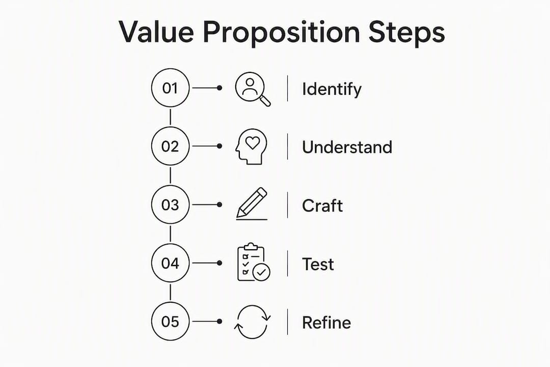 Infographic illustrating five steps of value proposition process