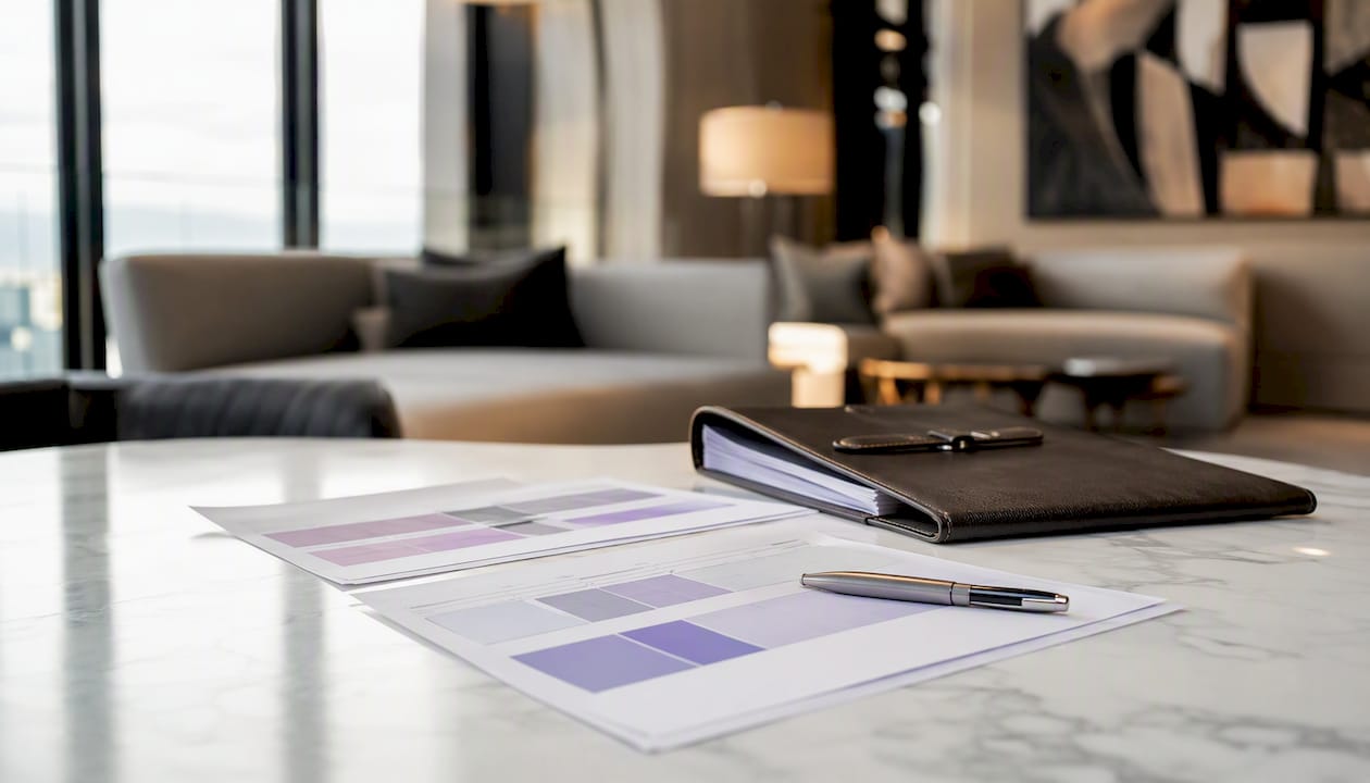 Three pricing scenarios laid out in boardroom