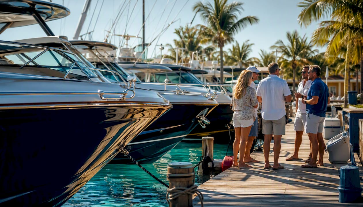 Busy Florida marina full of sport fishing boats