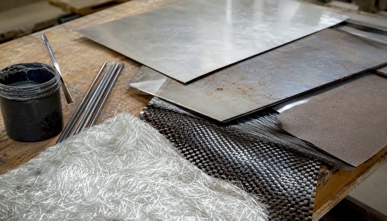 Samples of yacht hull construction materials