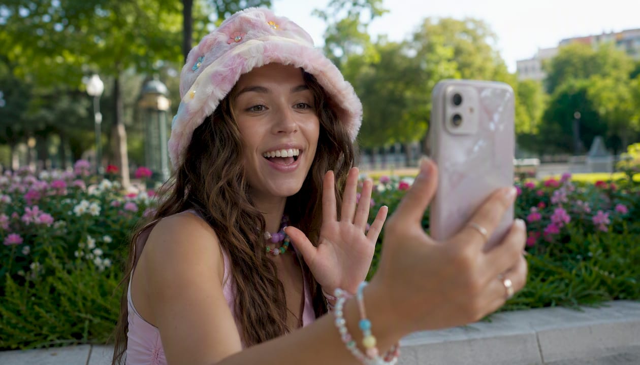 Female creator filming short video