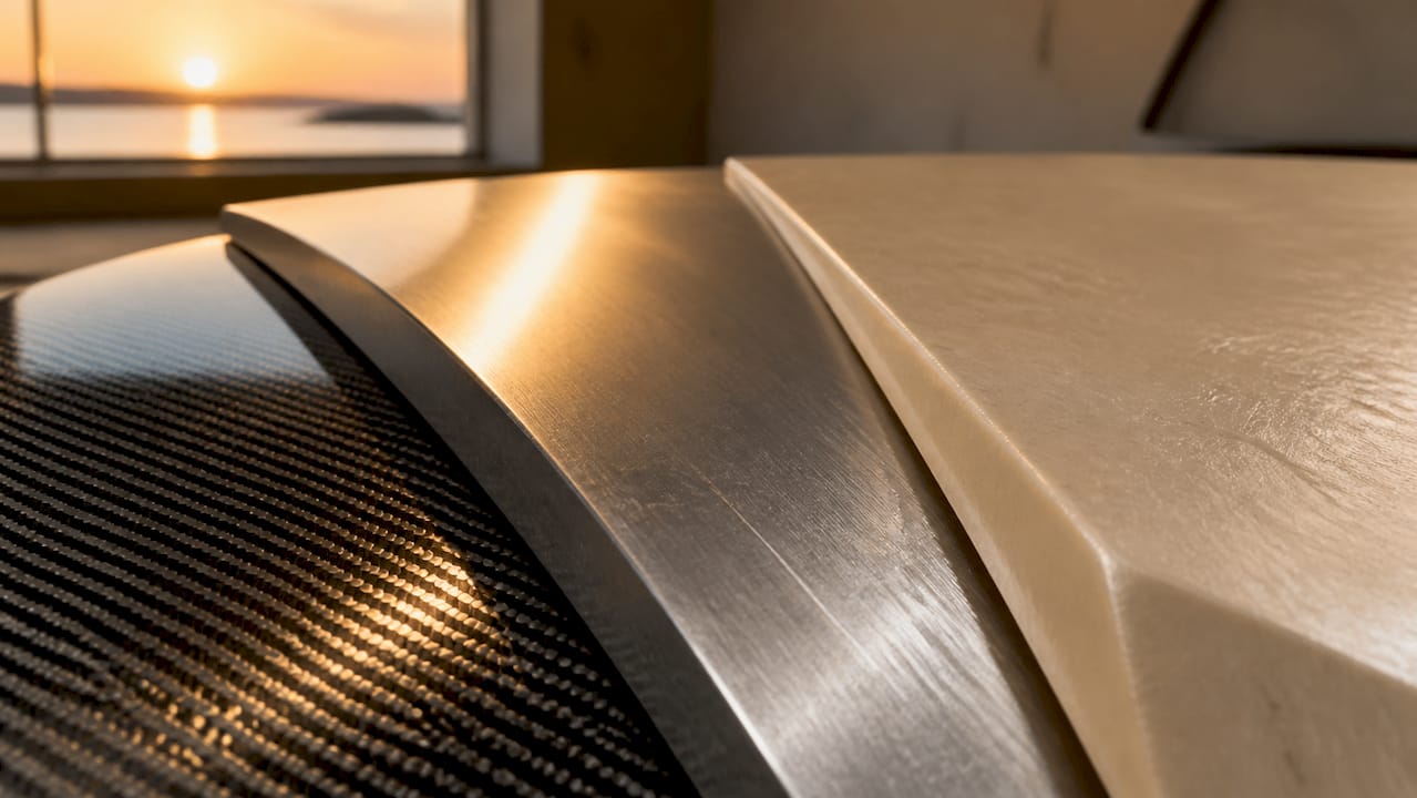 Yacht hull material samples close-up
