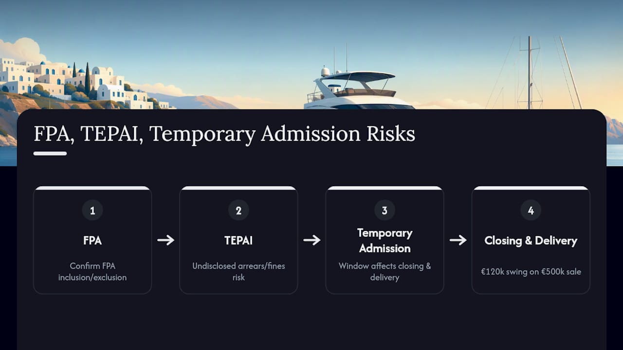 Diagram of Greek FPA, TEPAI and Temporary Admission timing risks