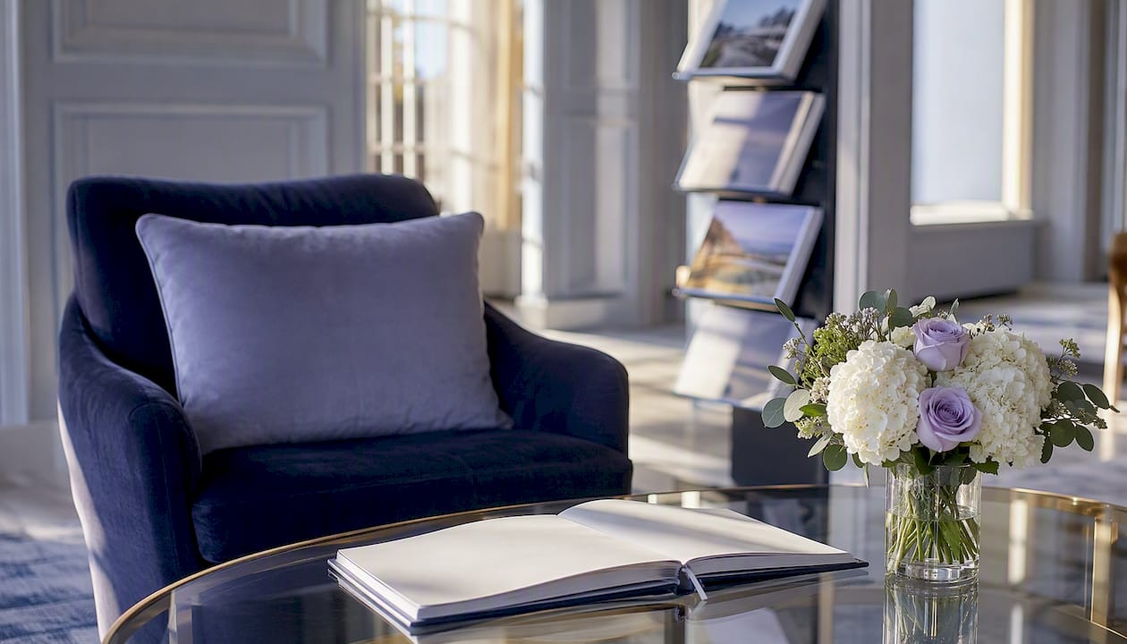 Reception area with referral follow-up materials
