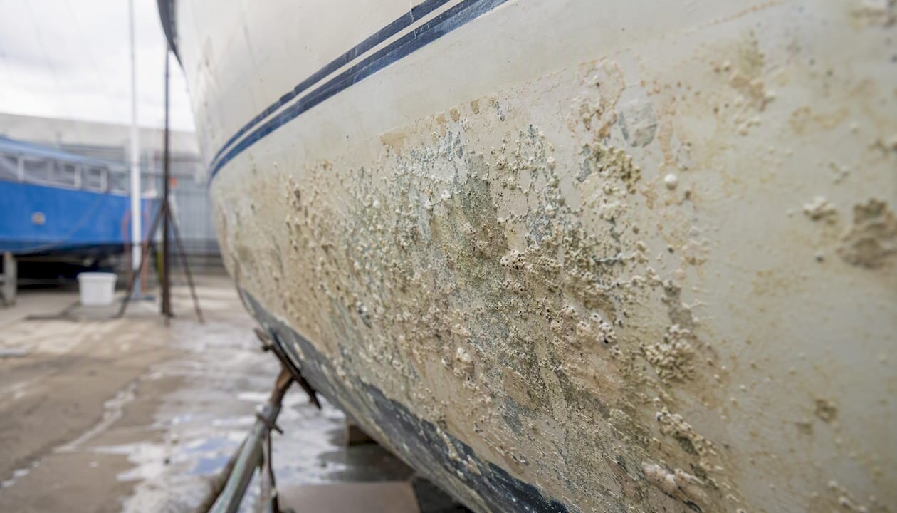 Corrosion and blistering on yacht hull