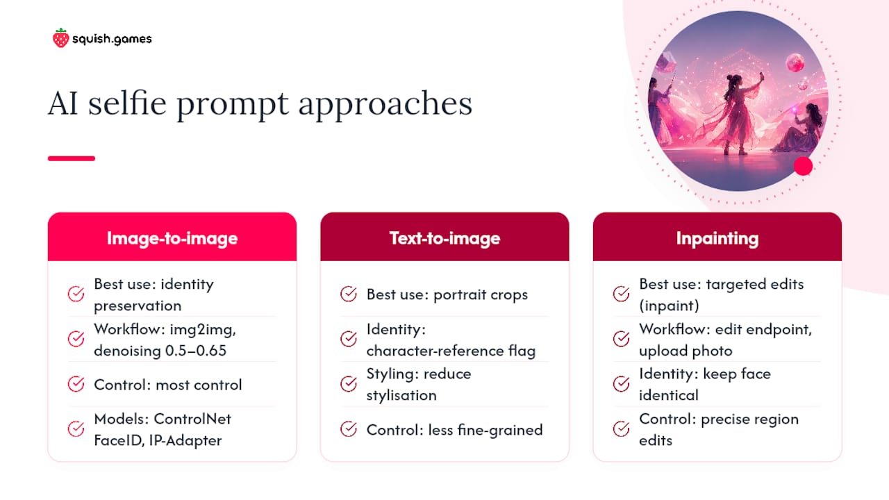 Comparison of AI selfie prompt approaches