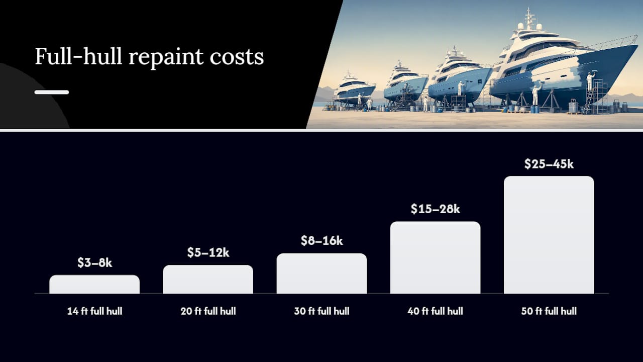 Yacht repaint cost comparison by size and scope