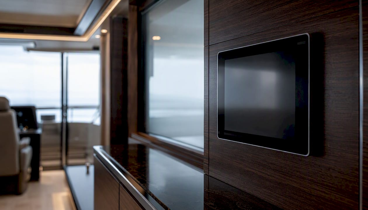 Smart control panel in yacht interior