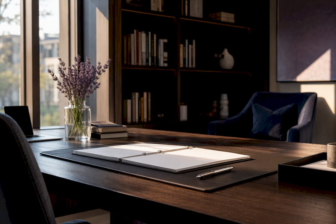 Desk setup symbolizing compliance routine in real estate