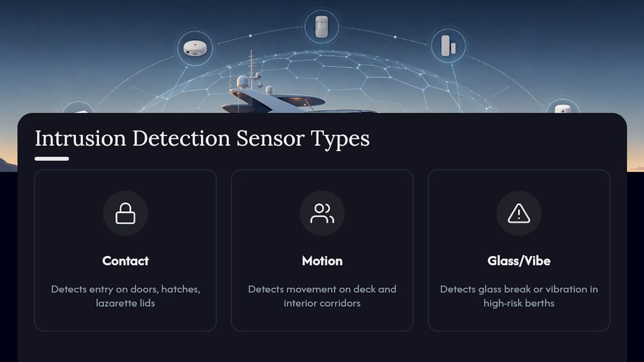 Diagram of yacht intrusion detection sensor types