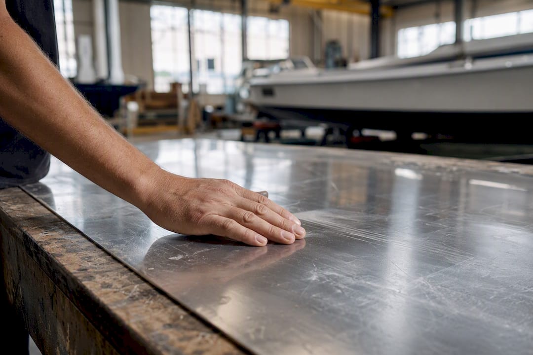 Close-up of marine aluminum 5083 alloy sheet