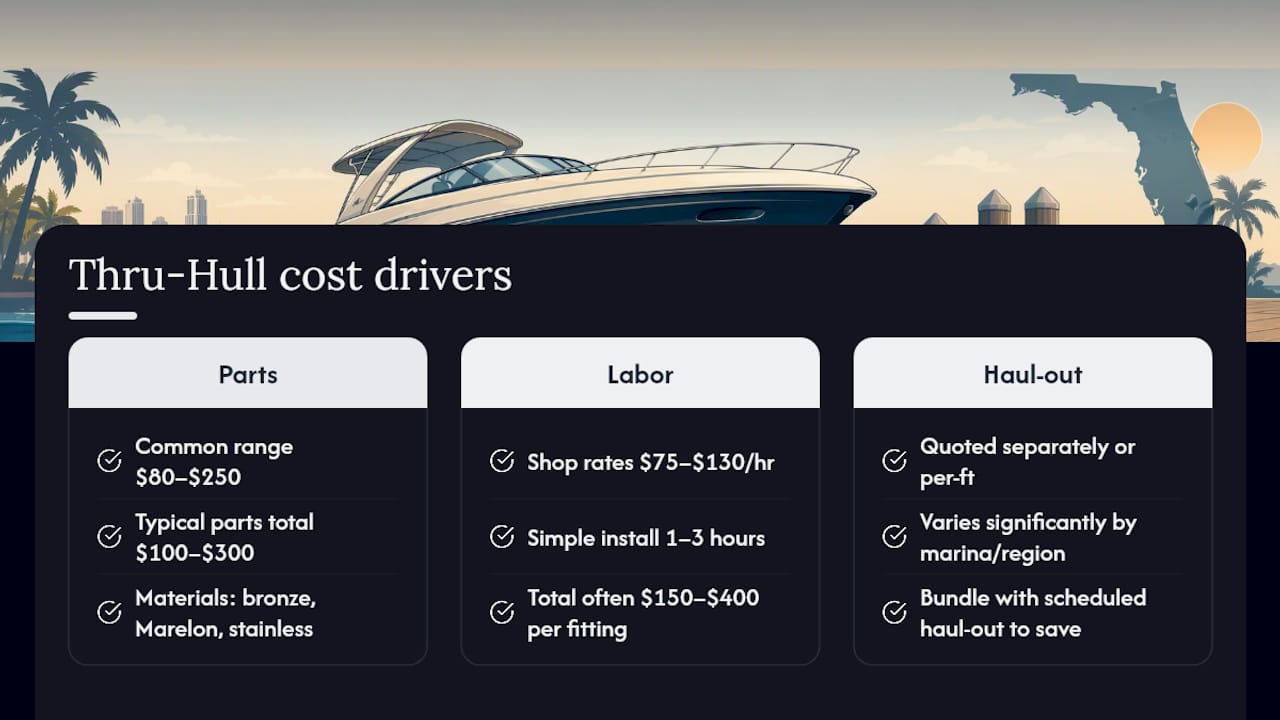 Thru-hull installation cost buckets and ranges