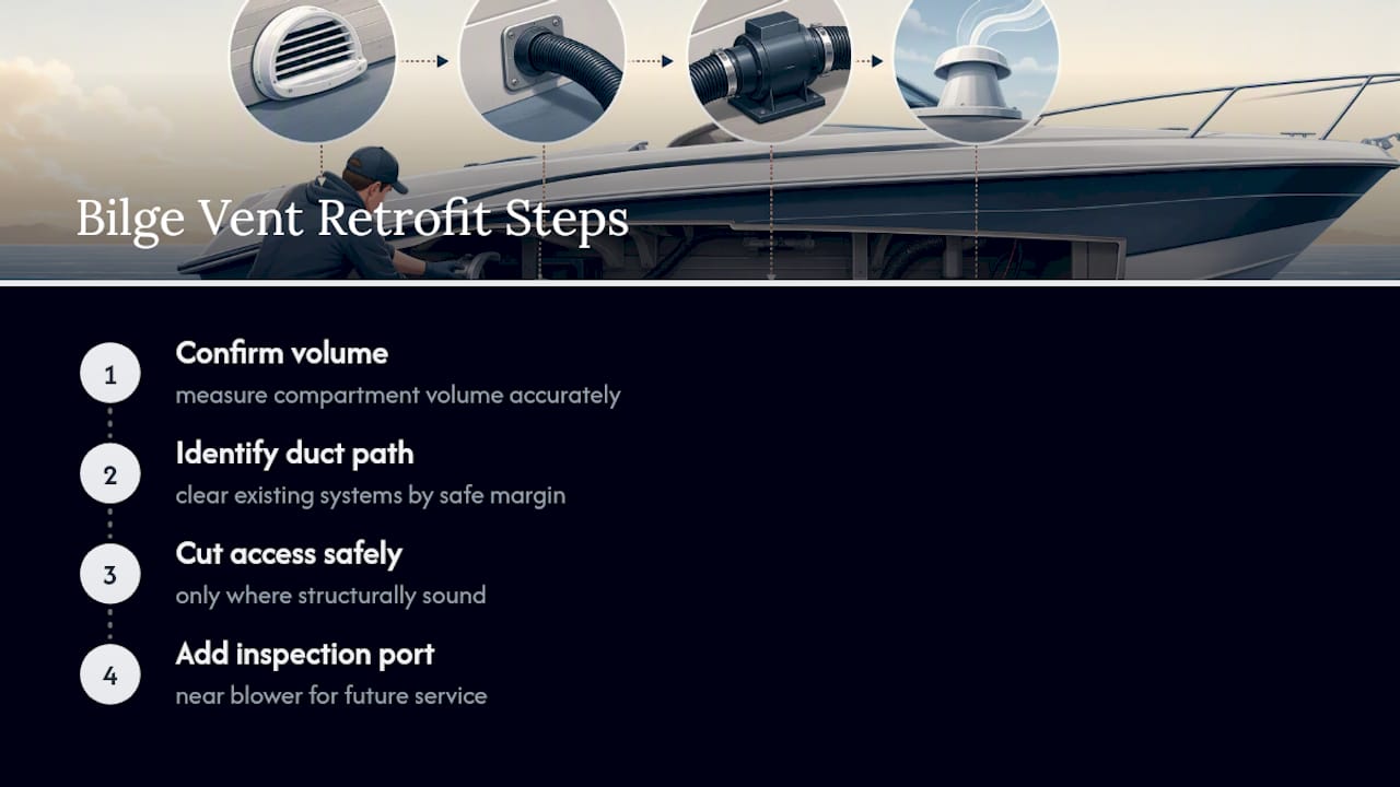 Four-step bilge ventilation retrofit sequence