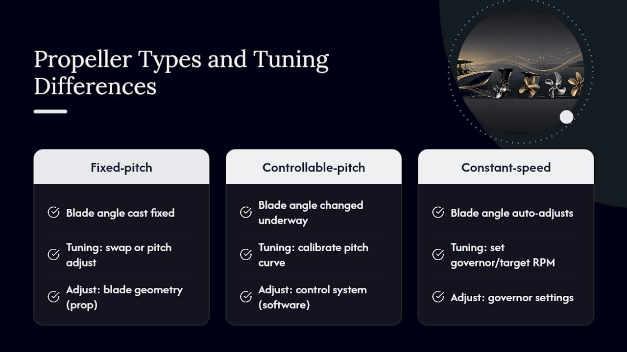 Three propeller tuning approaches compared