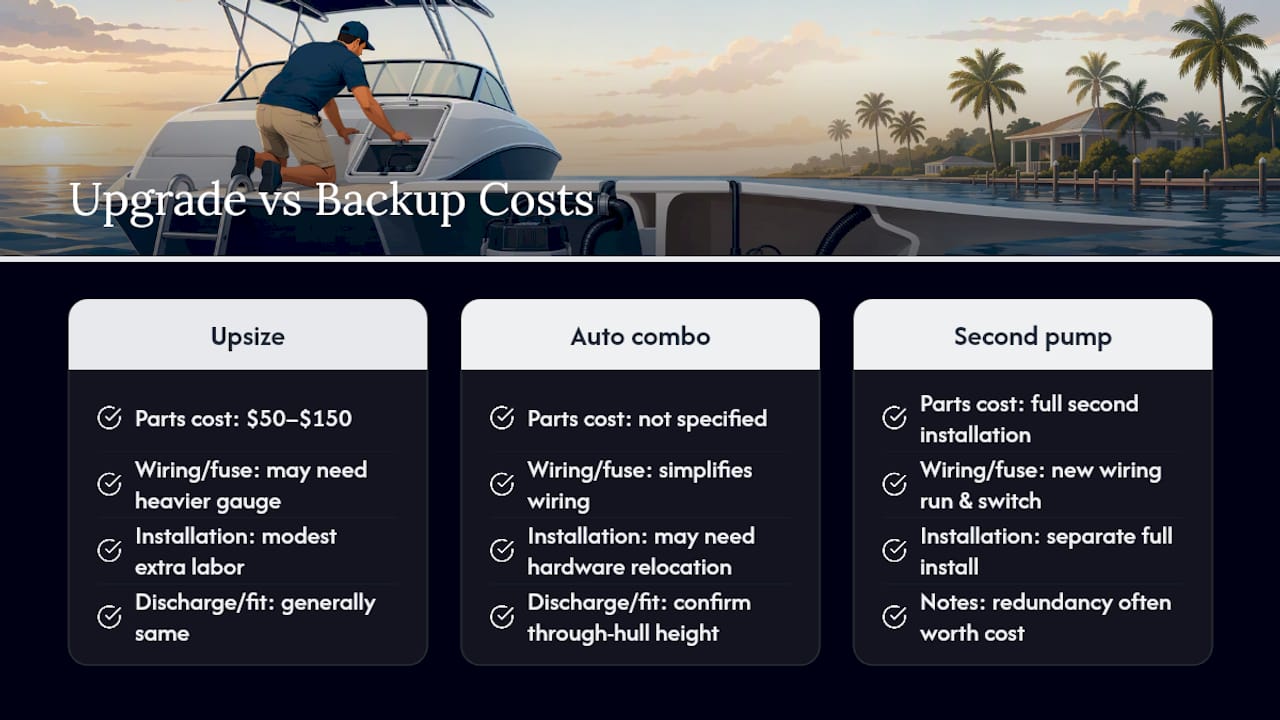 Bilge pump capacity upgrade cost comparison