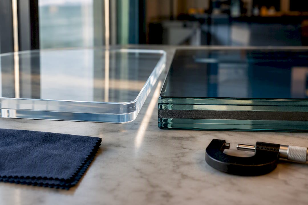 Marine windshield material edges compared