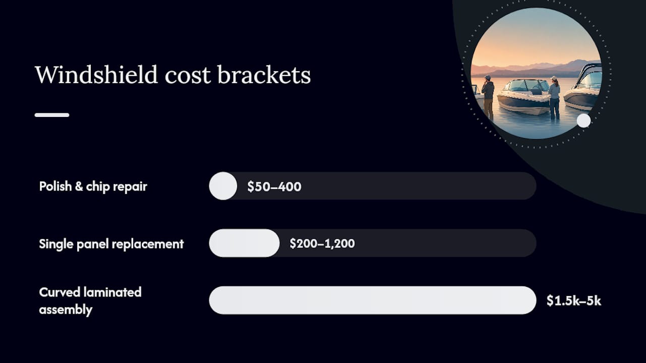 Boat windshield replacement cost range comparison