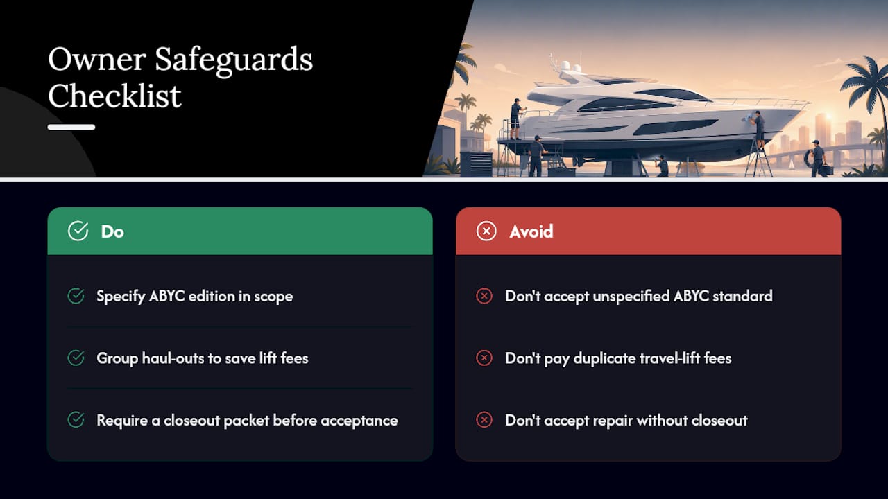 Three yacht repair verification checkpoints