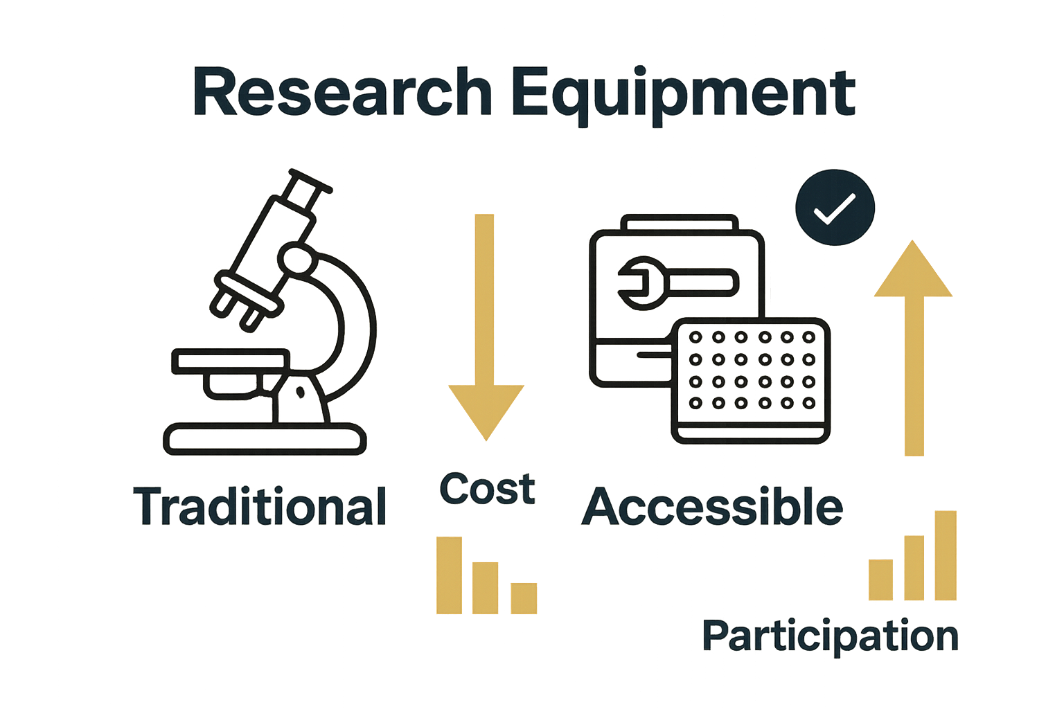 Infographic comparing traditional and accessible research equipment features