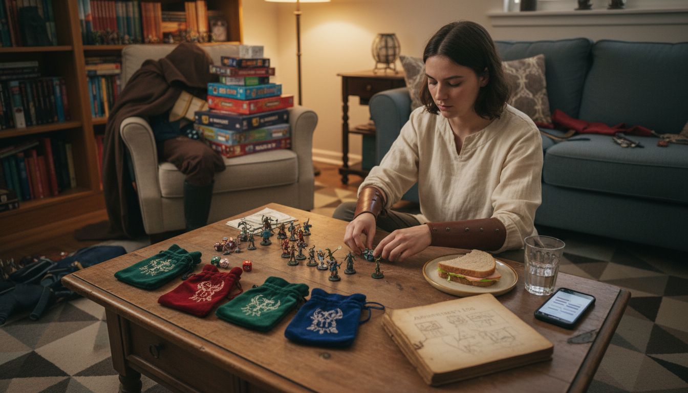 Player preparing DnD costume accessories