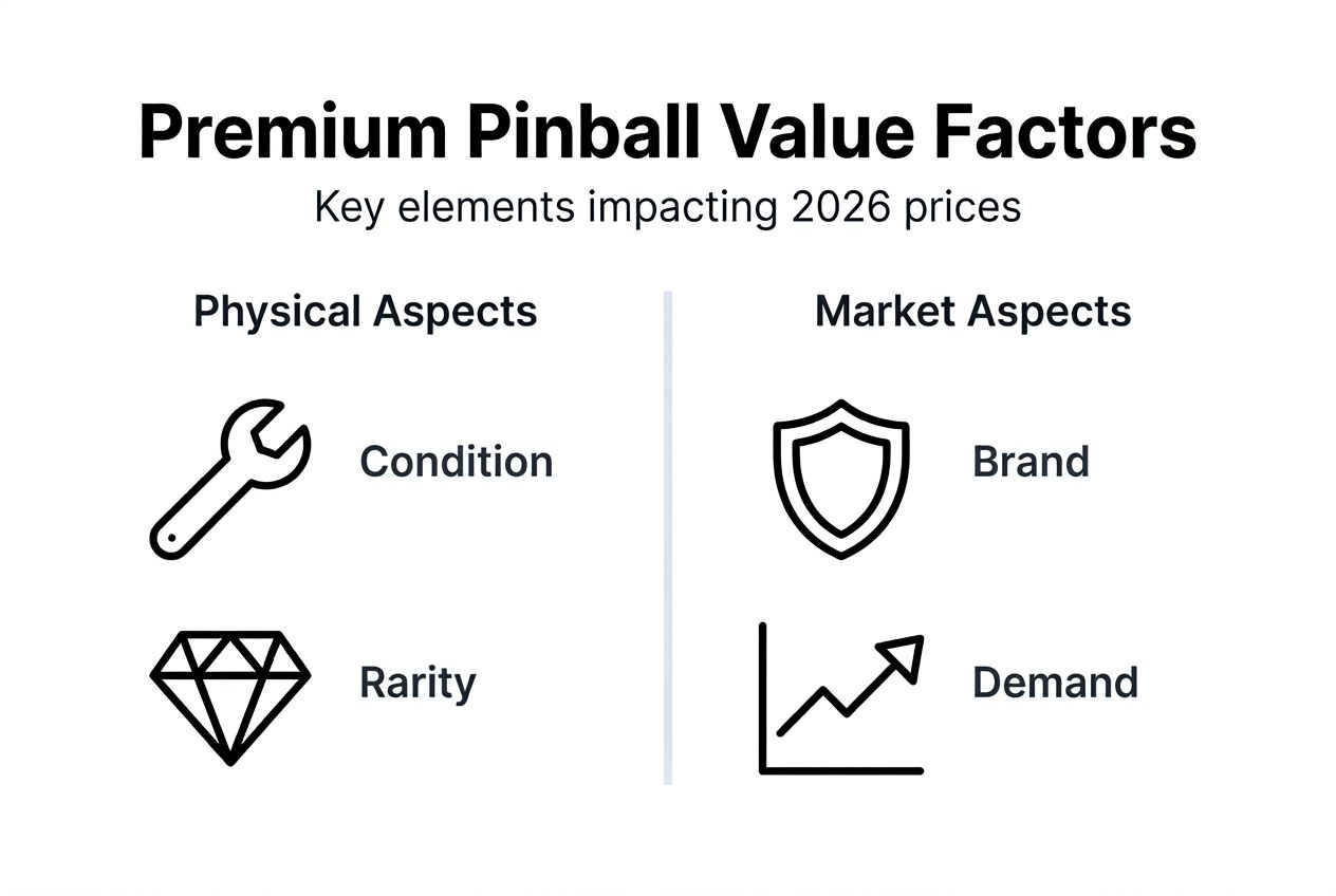Infographic with pinball machine value factors and categories