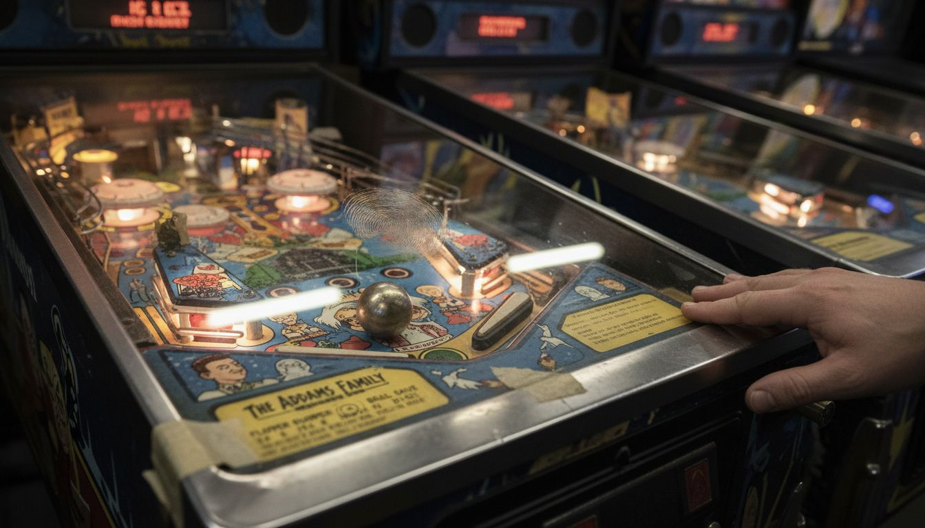 Addams Family pinball playfield closeup in action
