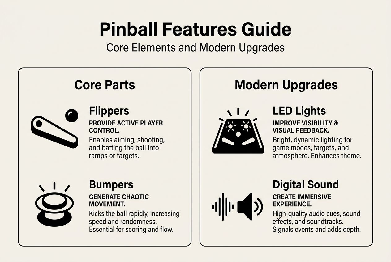 Infographic for pinball machine features comparison