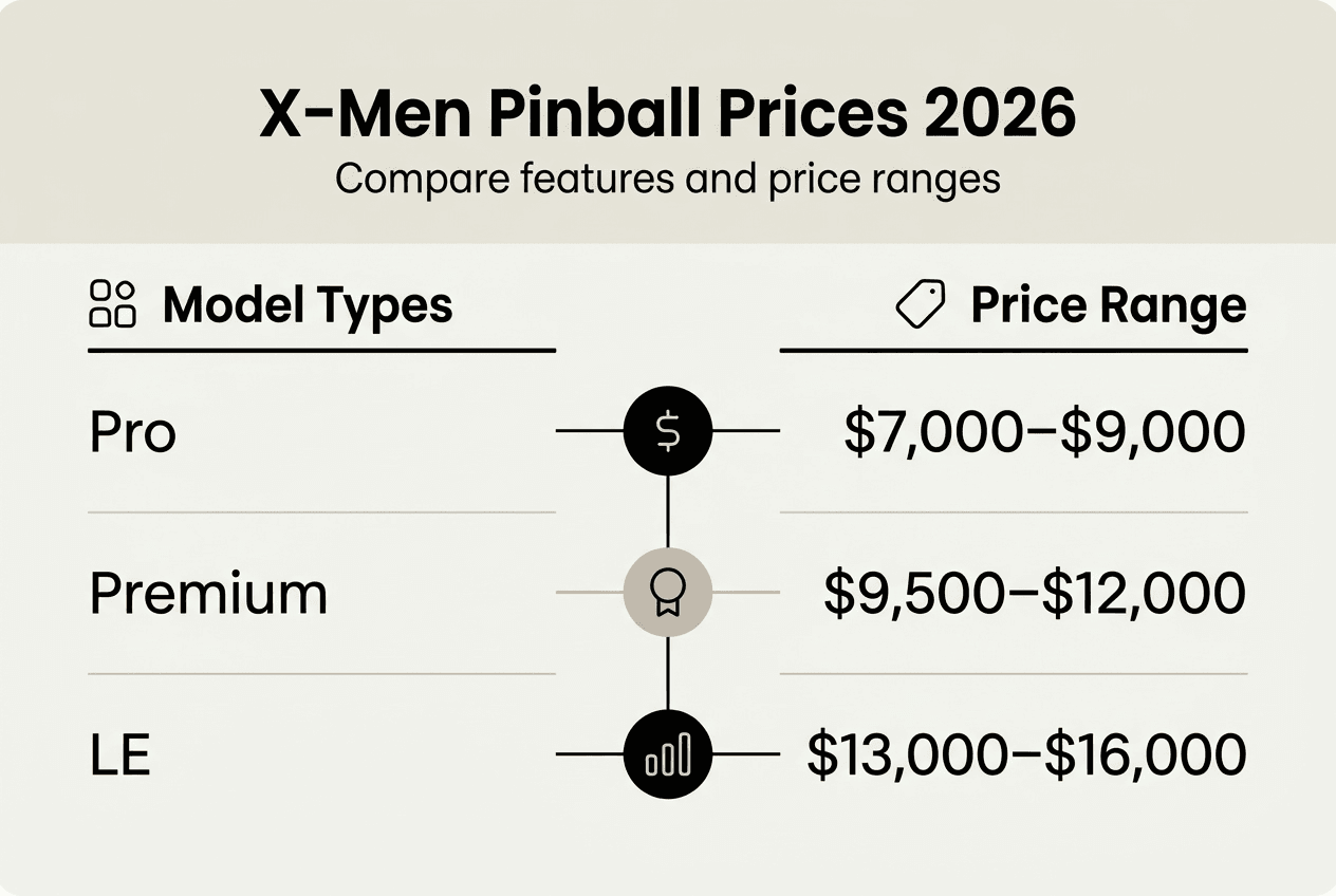 Infographic compares X-Men pinball model prices