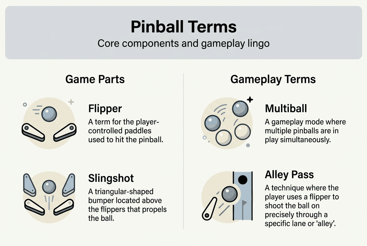 Infographic with pinball terms and components