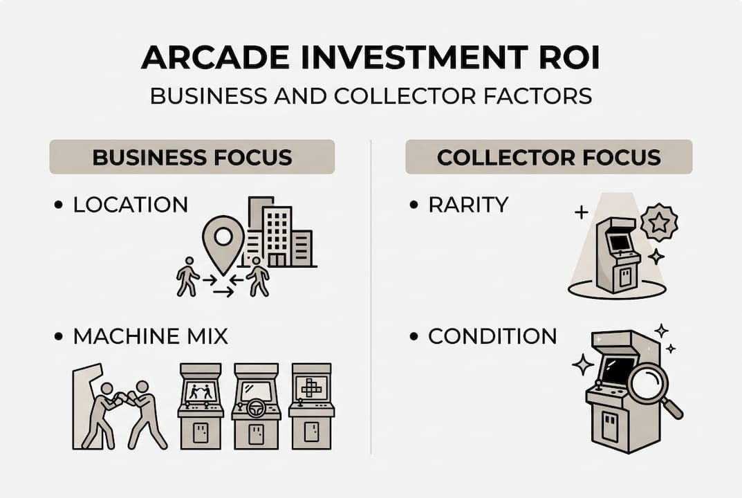 Infographic showing arcade ROI success factors