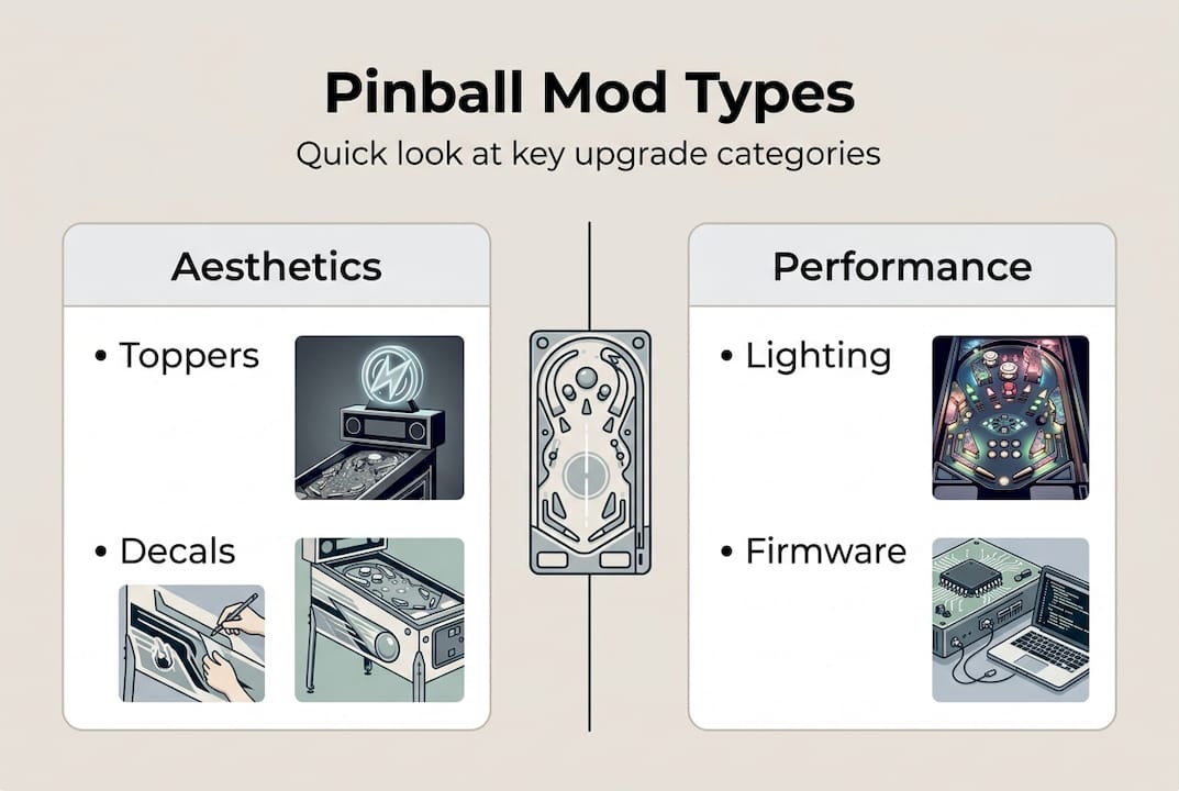 Infographic showing types of pinball mods