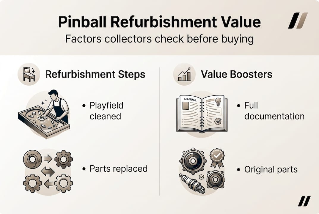 Infographic summarizing pinball resale value factors