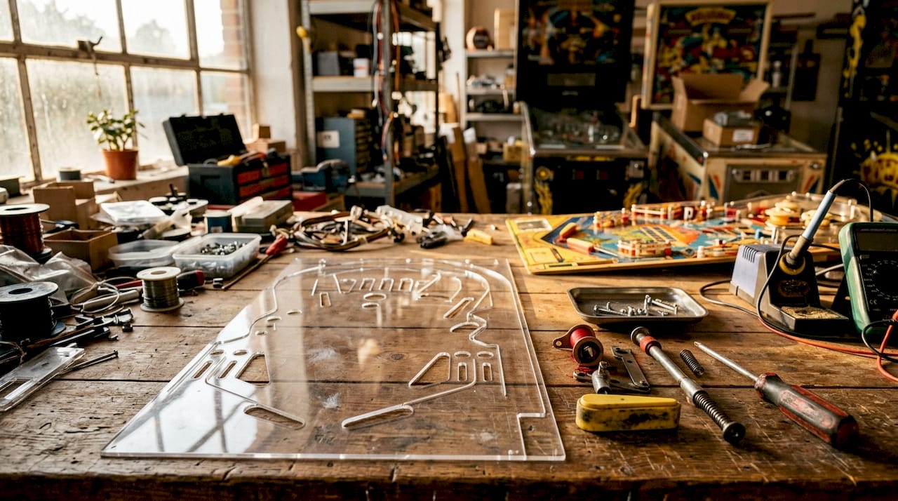 PET-G sheet with pinball machine parts