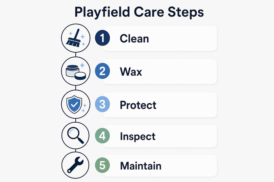 Infographic outlining playfield care steps