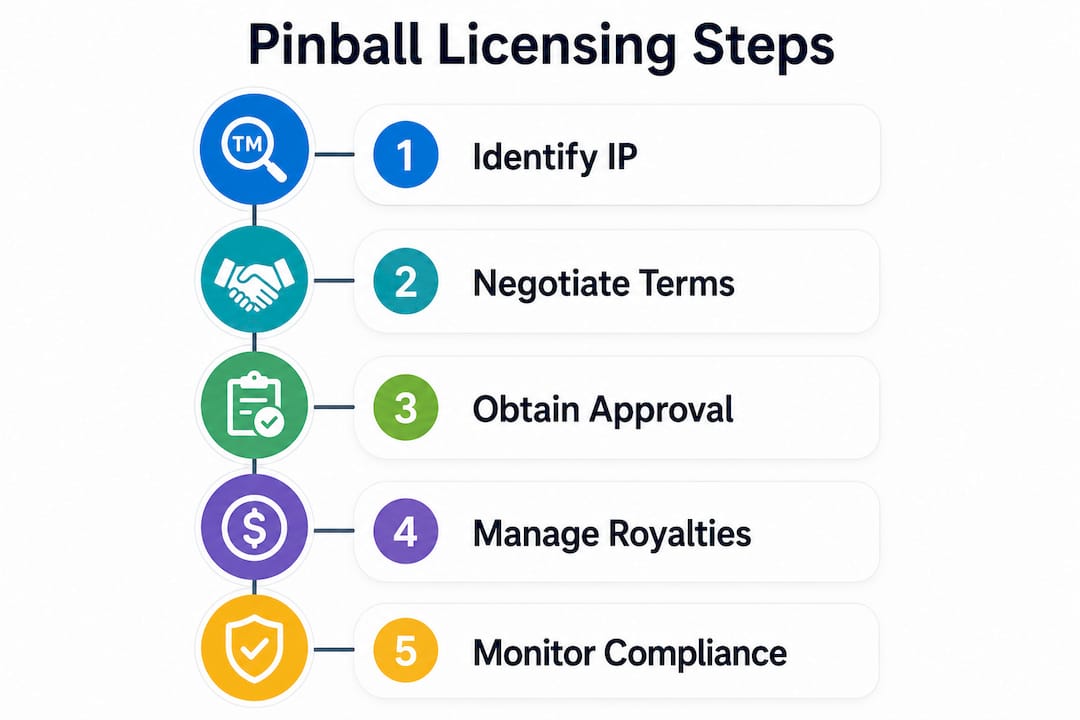 Infographic outlining pinball licensing process steps