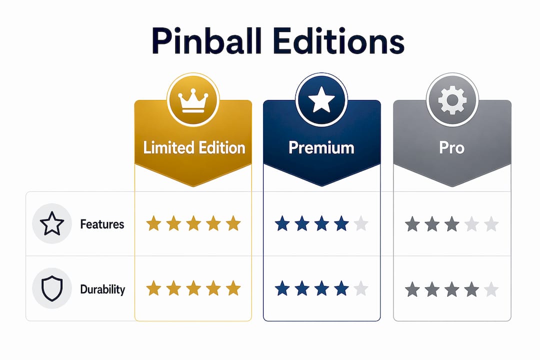 Infographic showing hierarchy of Pro Premium and Limited Edition pinball machines