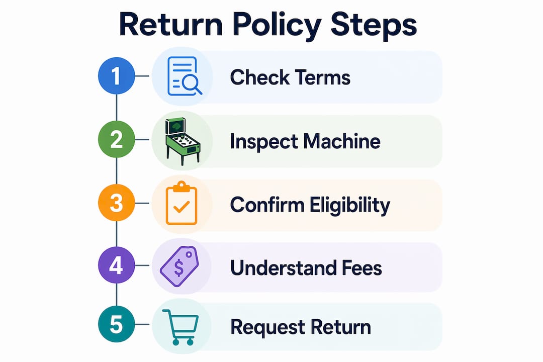Infographic with steps for pinball return policies
