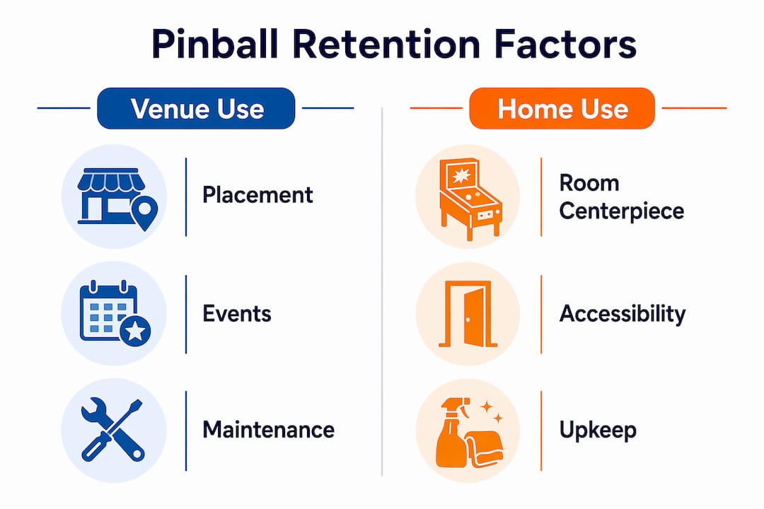 Infographic comparing venue and home pinball retention factors